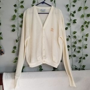 Vintage PICKERING Brookwood Country Club USA Ivory Button Up Cardigan R…